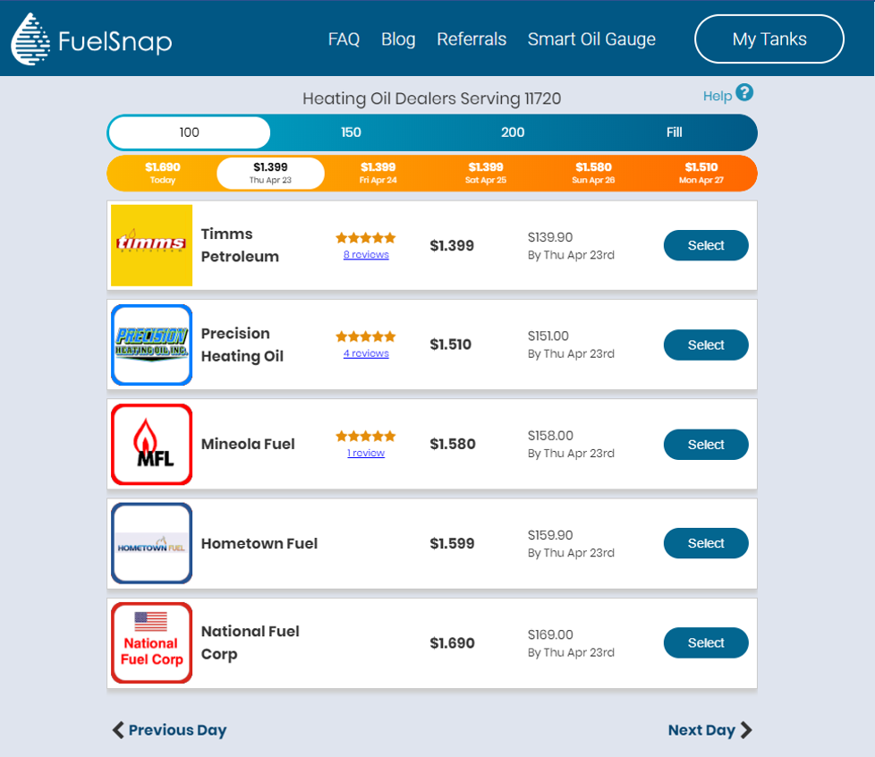 FuelSnap is an online marketplace for heating oil. Buy heating oil online and choose from reputable dealers. Pay securely with a credit card.