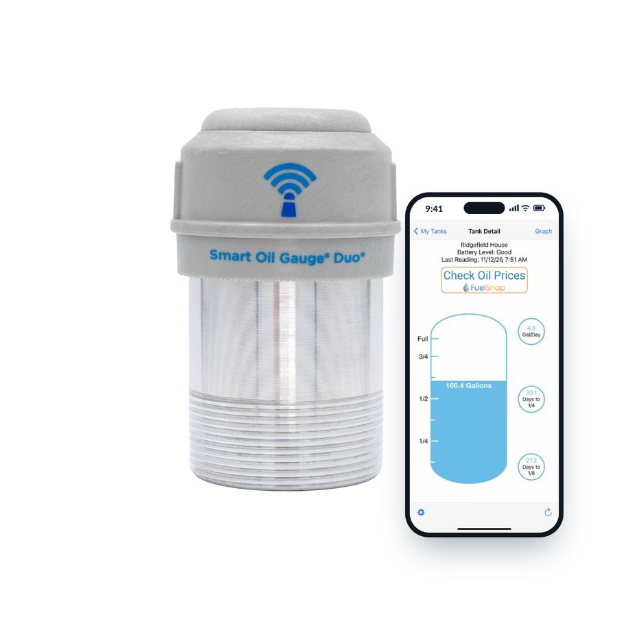 Smart Oil Gauge Duo with the app on a phone
