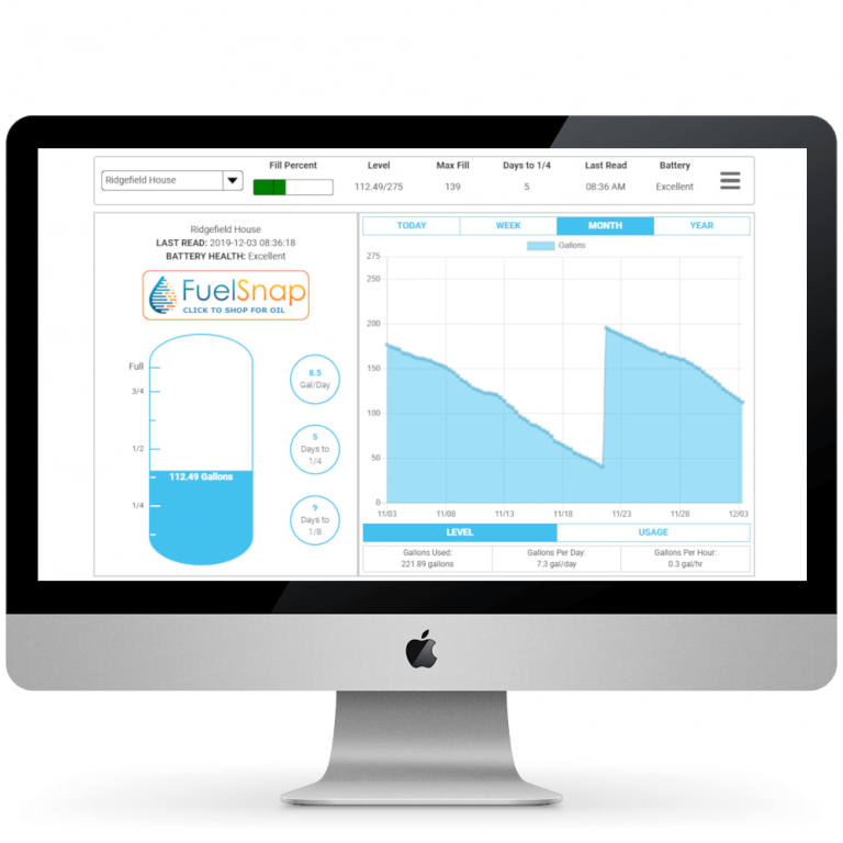 Smart Oil Gauge Indoor / Outdoor WiFi Heating Oil Tank Gauge